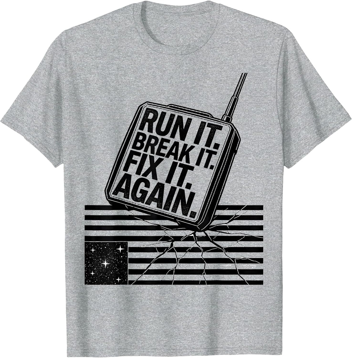 Men's Run It Break It Fix It Again RC Car Racing Patriotic T-Shirt - Heather Grey