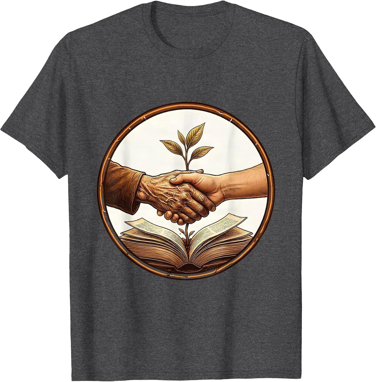 Sealed Hands Passing Knowledge Black History Month Pride T-Shirt - Dark Heather Grey