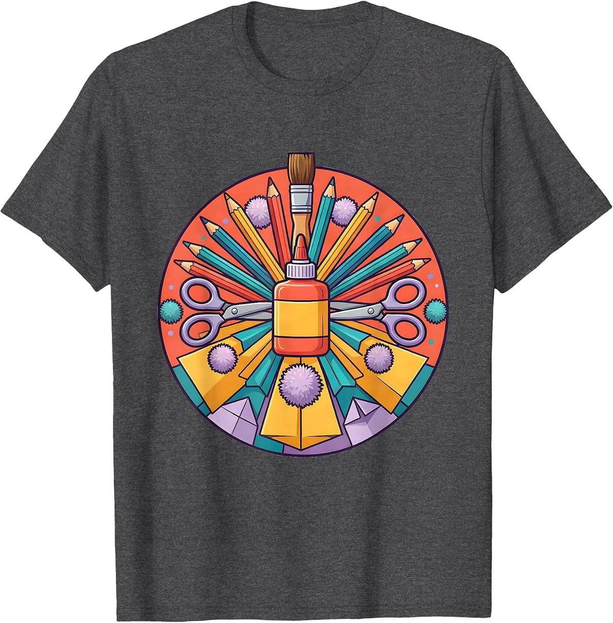Men's Daycare Teacher Craft Supplies Graphic Tee T-Shirt - Dark Heather Grey
