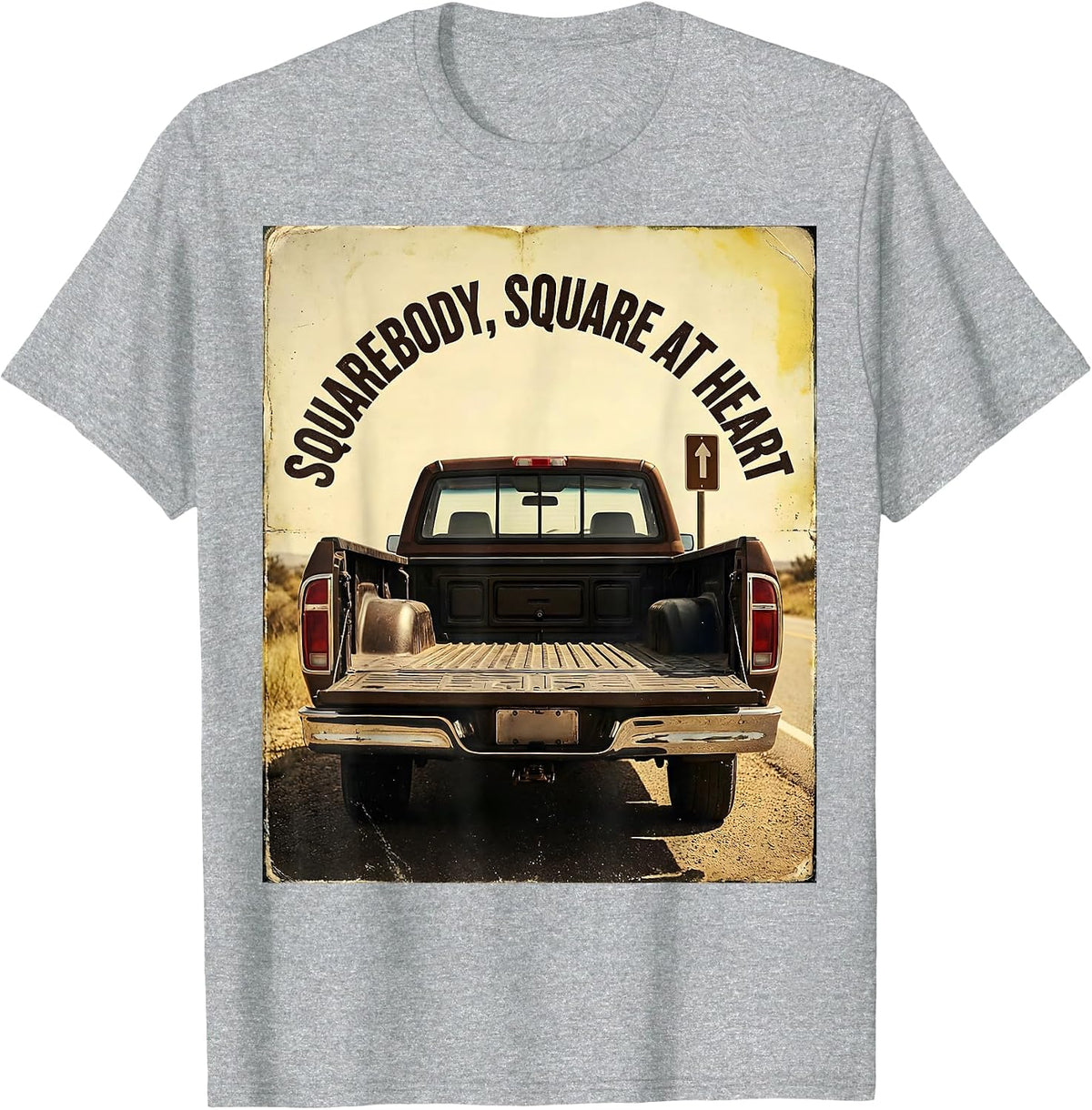 Men's Squarebody, Square At Heart Vintage Classic Pickup Truck T-Shirt - Heather Grey
