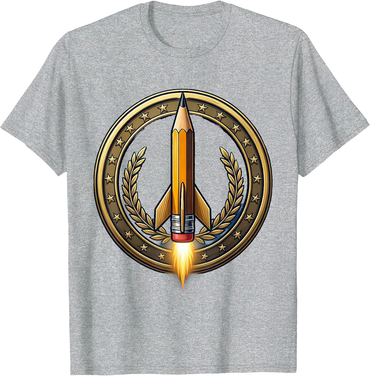 Men's 5th Grade Teacher Pencil Rocket Starry Sky T-Shirt - Heather Grey
