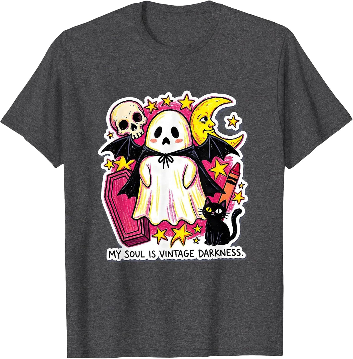 My Soul Is Vintage Darkness Goth Design T-Shirt - Dark Heather Grey