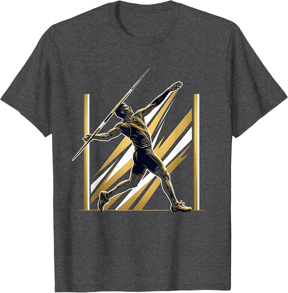 Men's Javelin Thrower Full Release Athletic Graphic T-Shirt - Dark Heather Grey