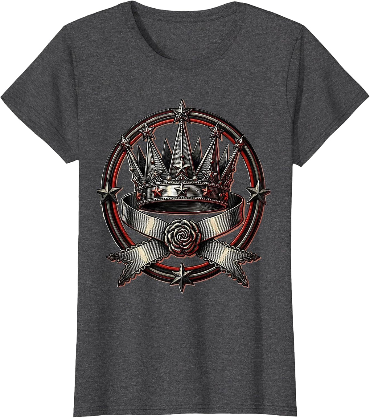 Women's Cowgirl Rodeo Queen Crown and Sash Illustration T-Shirt - Dark Heather Grey