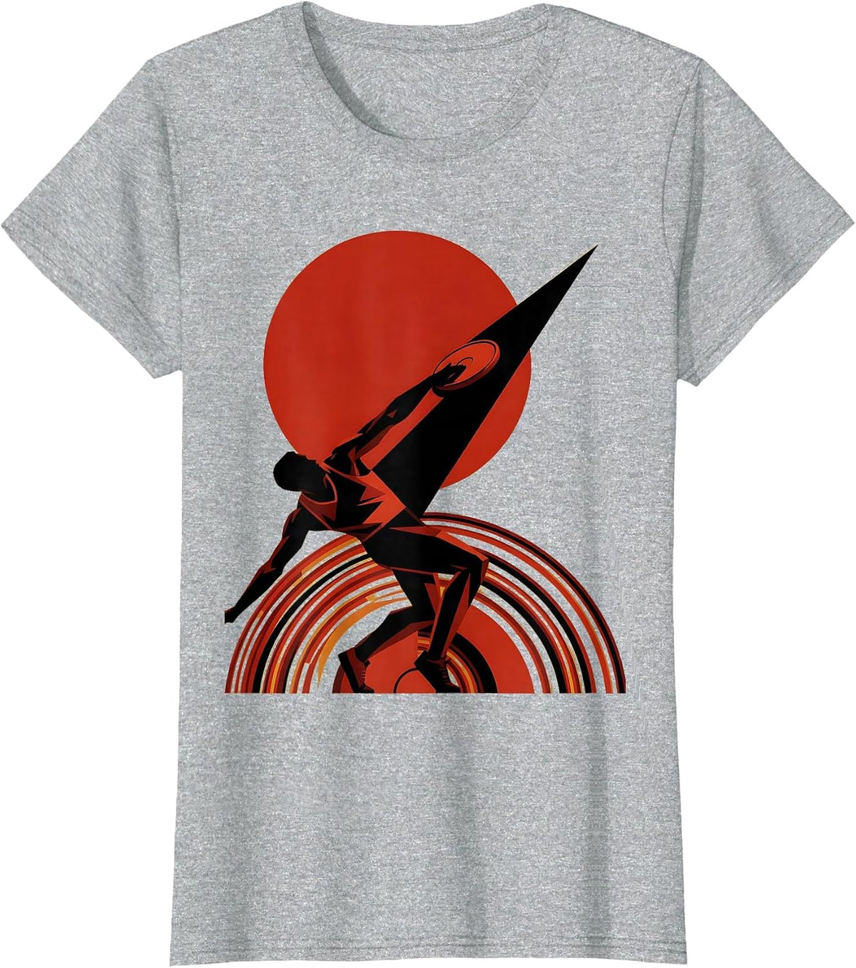 Women's Angular Discus Thrower Constructivist Poster Athlete Humor T-Shirt - Heather Grey