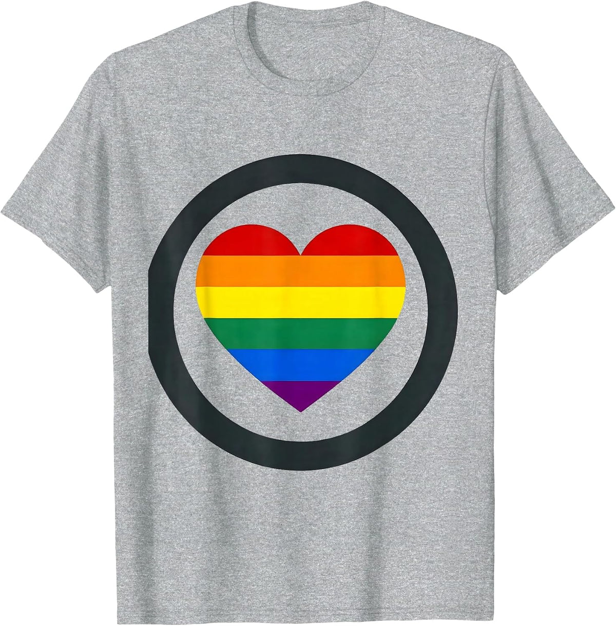 Men's Pride Heart Flag Stripes Illustration T-Shirt - Heather Grey