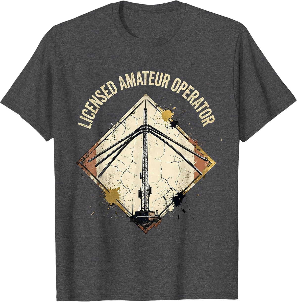 Licensed Amateur Operator Distressed Ham Radio Enthusiast T-Shirt - Dark Heather Grey