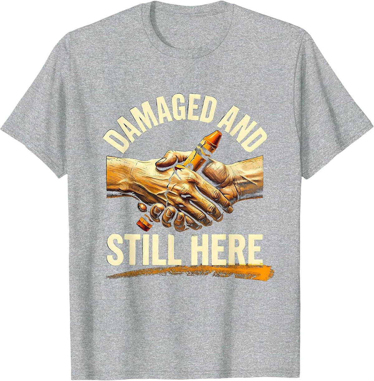 Men's Damaged And Still Here Mental Health Awareness Support T-Shirt - Heather Grey