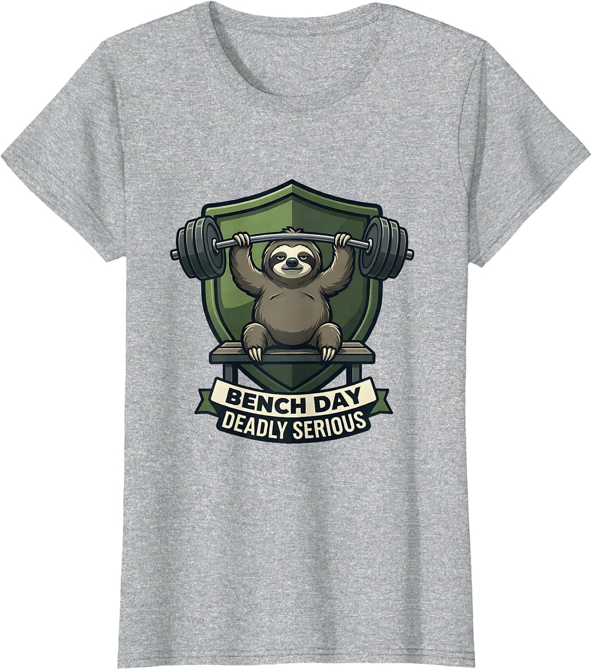 Women's Bench Day Deadly Serious Funny Gym Weightlifting Workout T-Shirt - Heather Grey