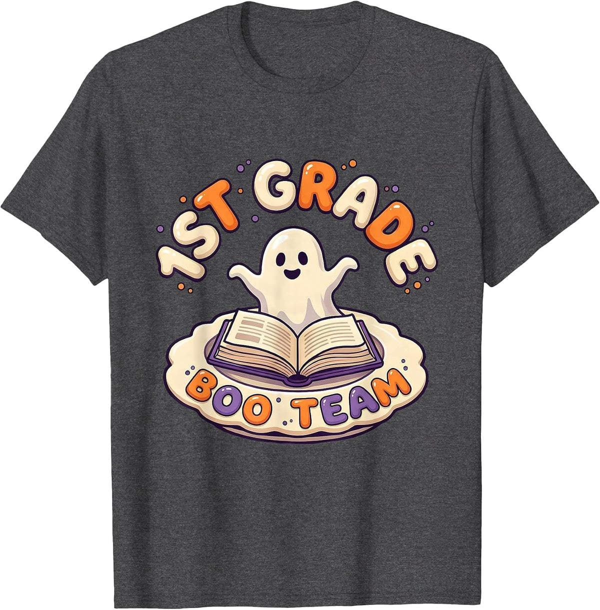 Men's 1st Grade Boo Team Cute Halloween Teacher School Spirit T-Shirt - Dark Heather Grey
