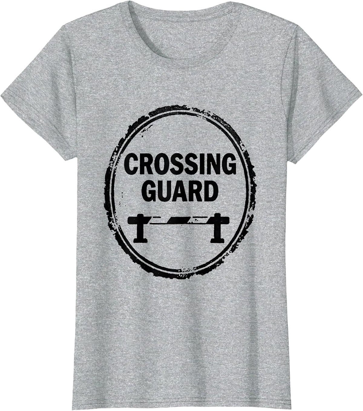 Women's Crossing Guard Rubber Stamp Train Enthusiast Humor T-Shirt - Heather Grey
