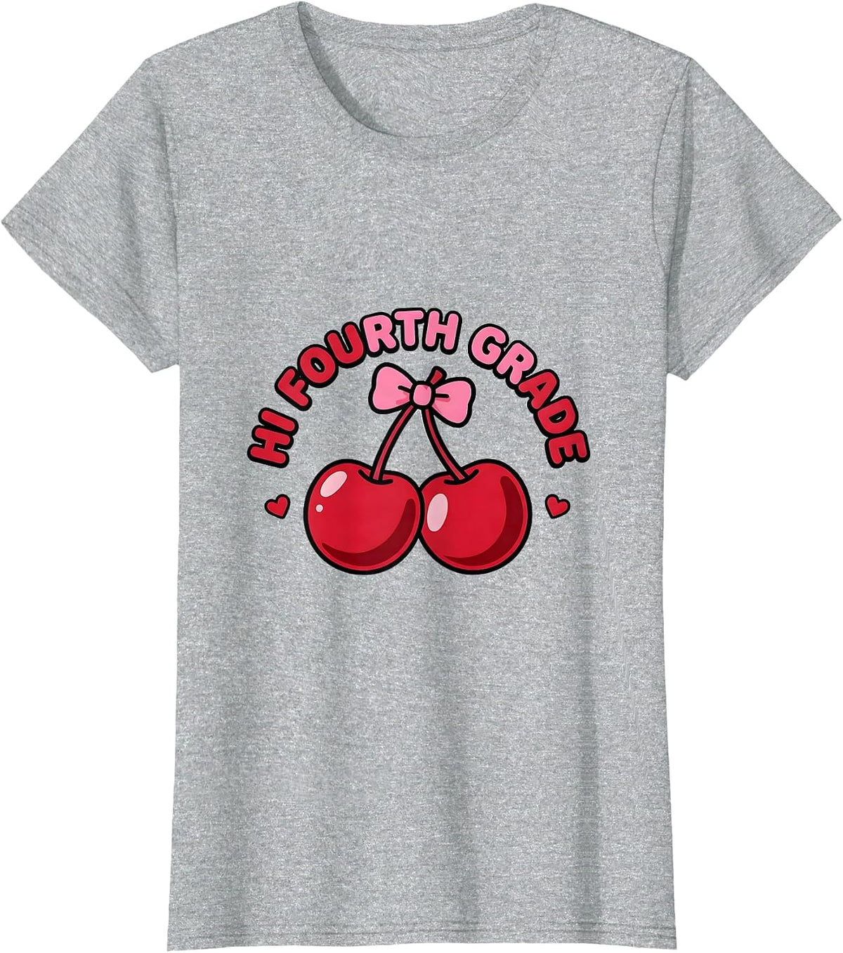 Women's Hi Fourth Grade Leopard Teacher Back To School Girls T-Shirt - Heather Grey