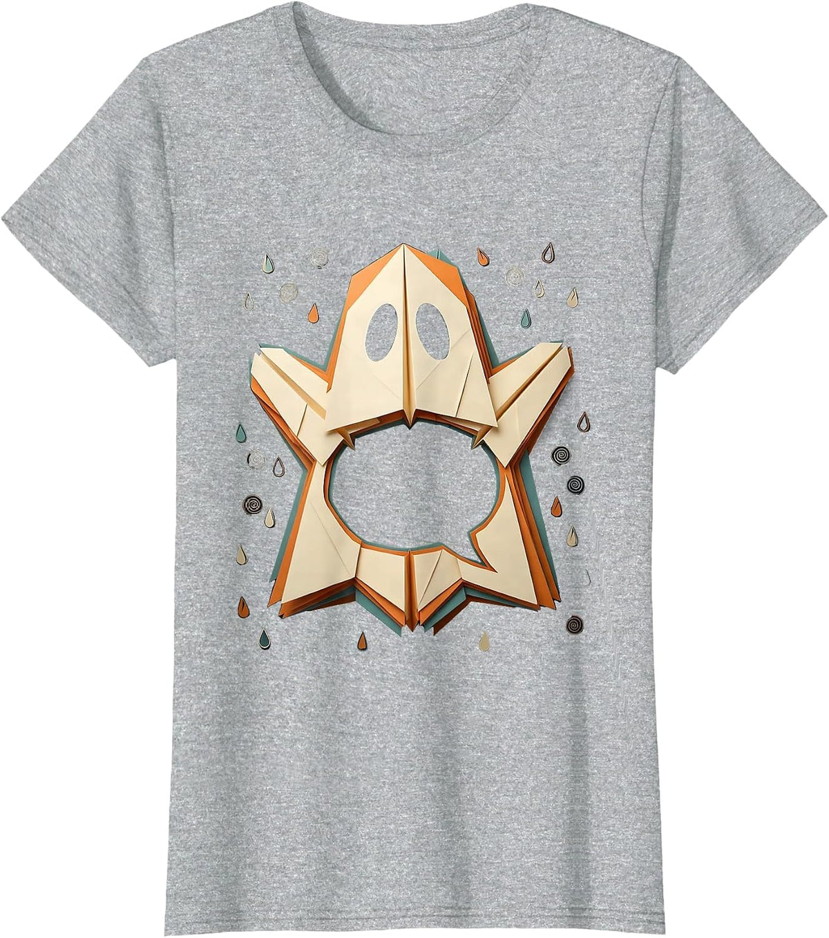 Broad Ghost Paper Cutout Halloween Mental Health Advocate T-Shirt - Heather Grey