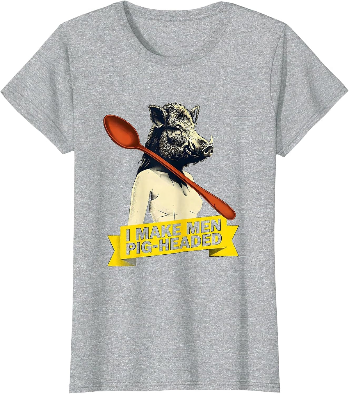 I Make Men Pig-Headed Funny Feminist Greek Mythology Witchy T-Shirt - Heather Grey