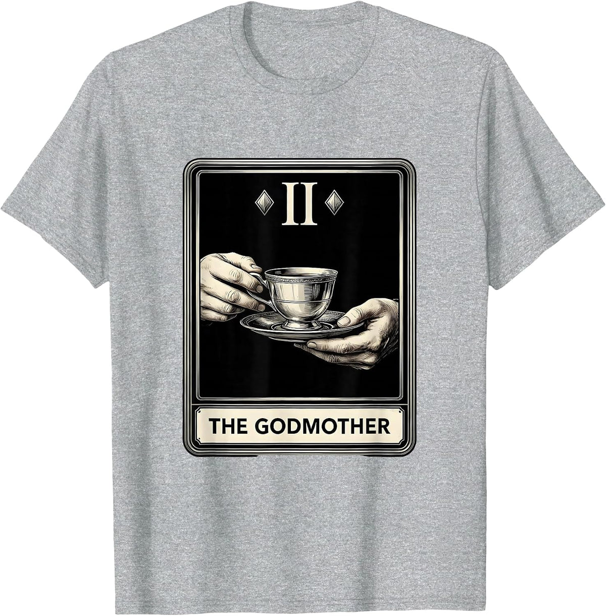 Men's The Godmother Funny Tarot Card Parody Family Role Humor T-Shirt - Heather Grey