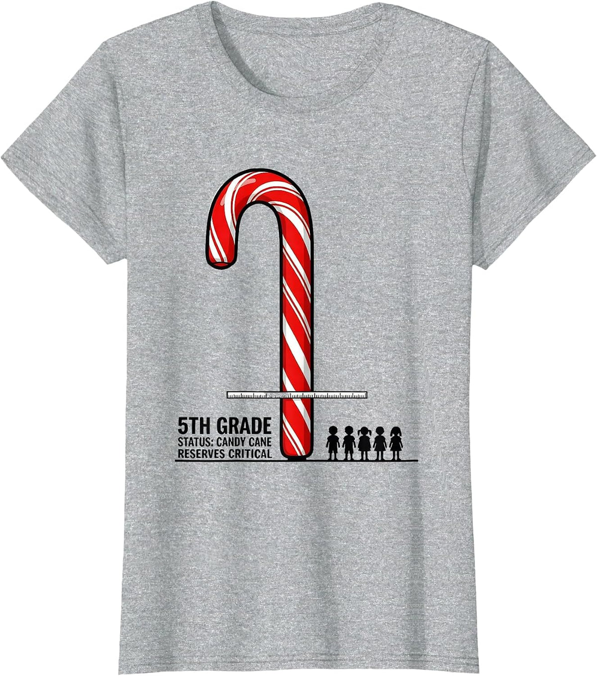 5th Grade Status Candy Cane Reserves Critical Teacher T-Shirt - Heather Grey