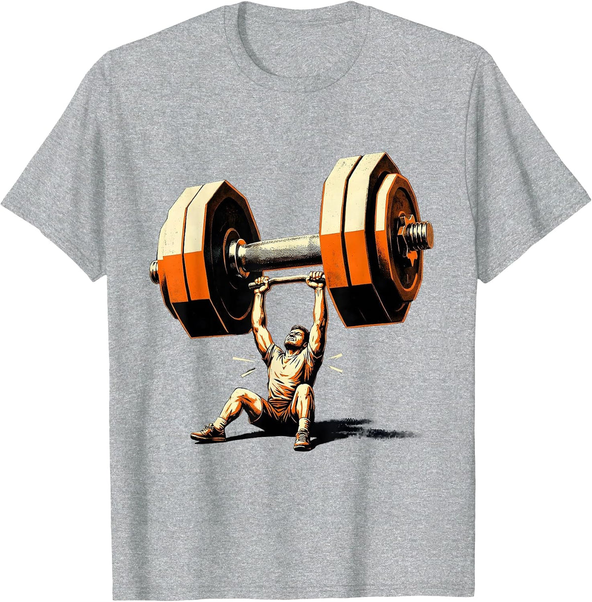 Men's Lifter Hex Dumbbell Stencil Graphic Gym Humor T-Shirt - Heather Grey