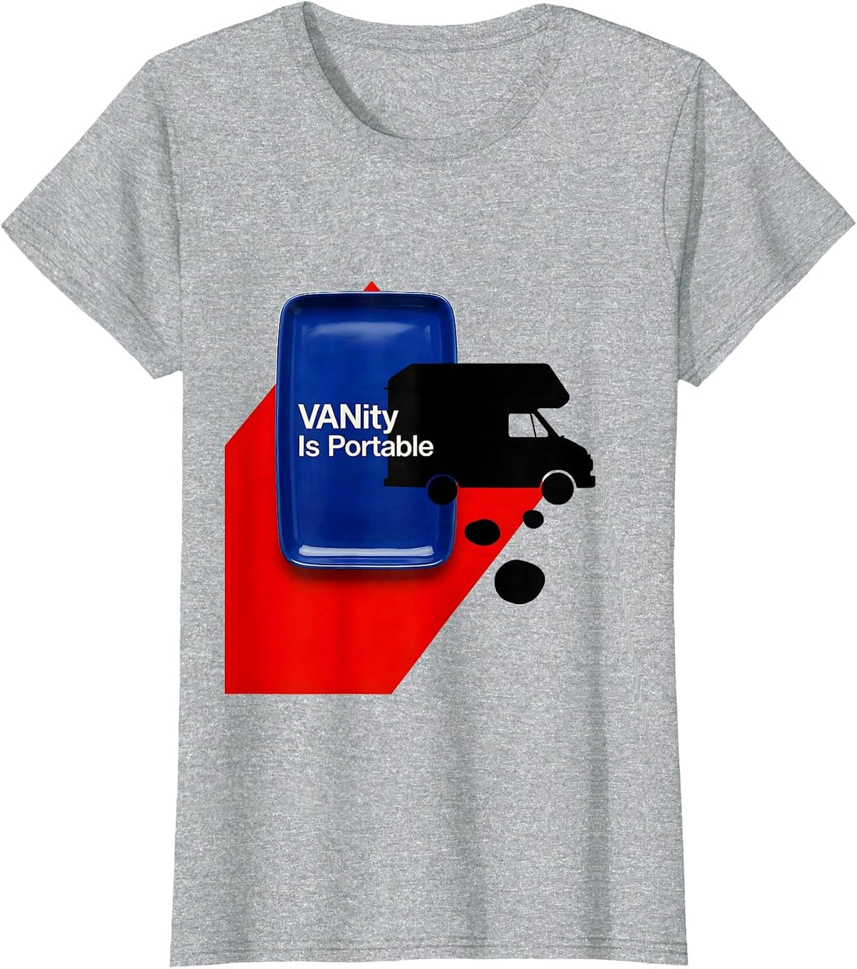 Women's VANity Is Portable Bauhaus Modernist Van Life Nomad T-Shirt - Heather Grey
