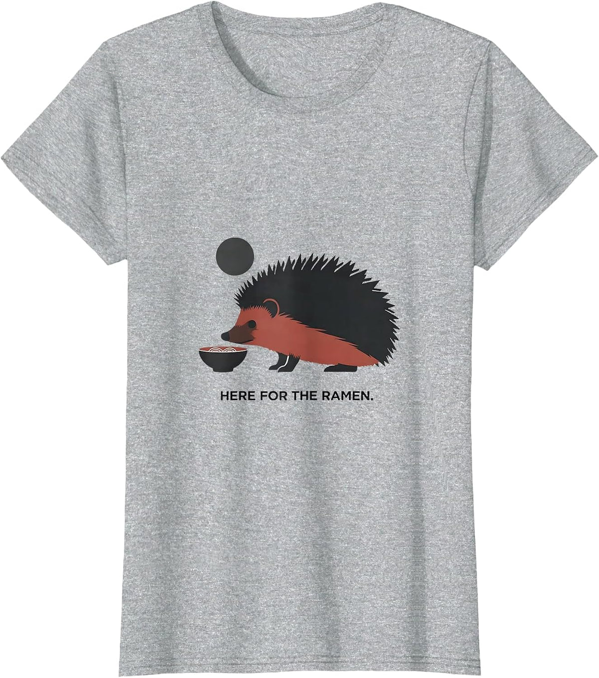 Women's Here For The Ramen Funny Japanese Cat Anime Kawaii Graphic T-Shirt - Heather Grey