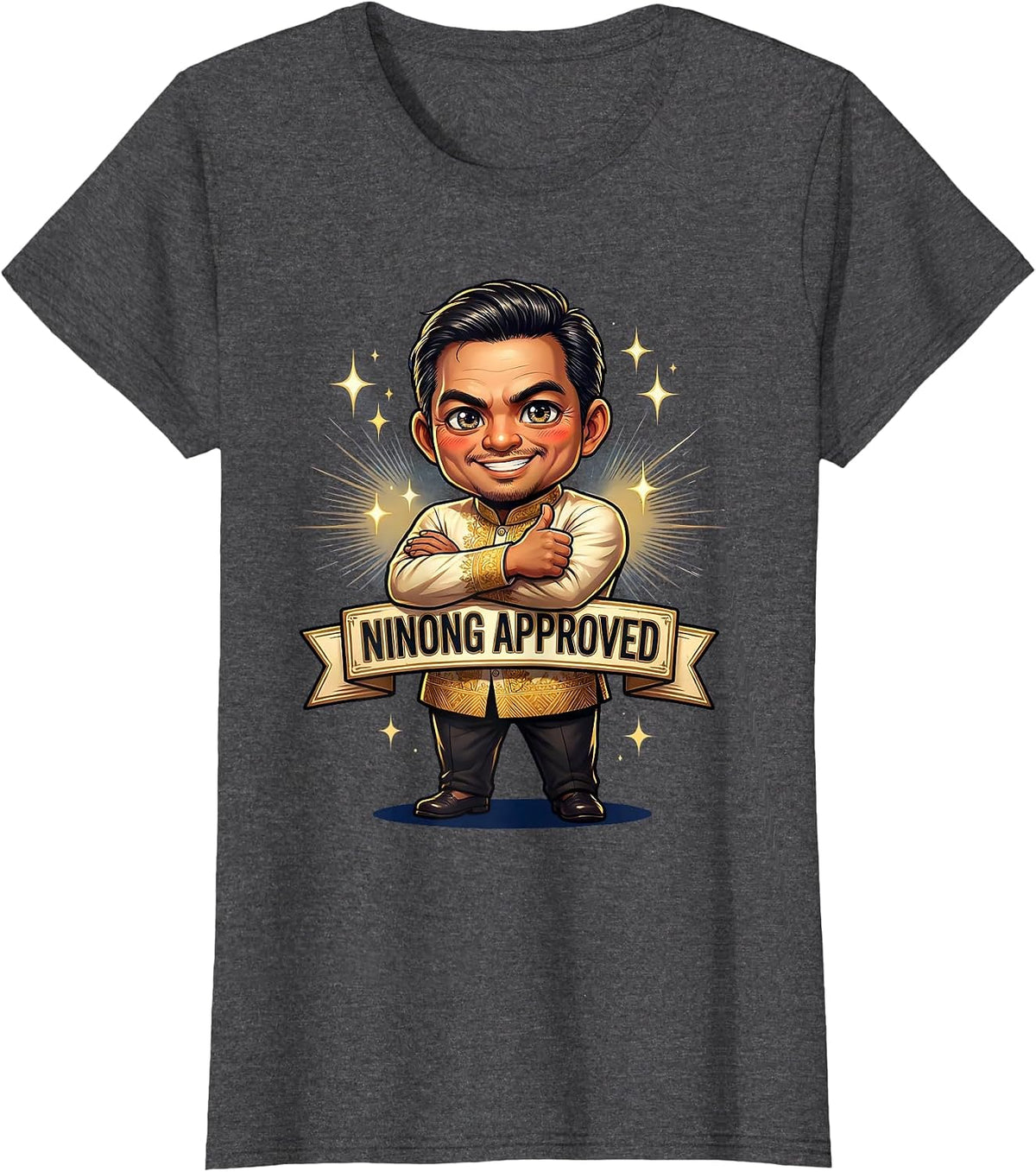 Women's Ninong Approved Filipino Godfather Design T-Shirt - Dark Heather Grey
