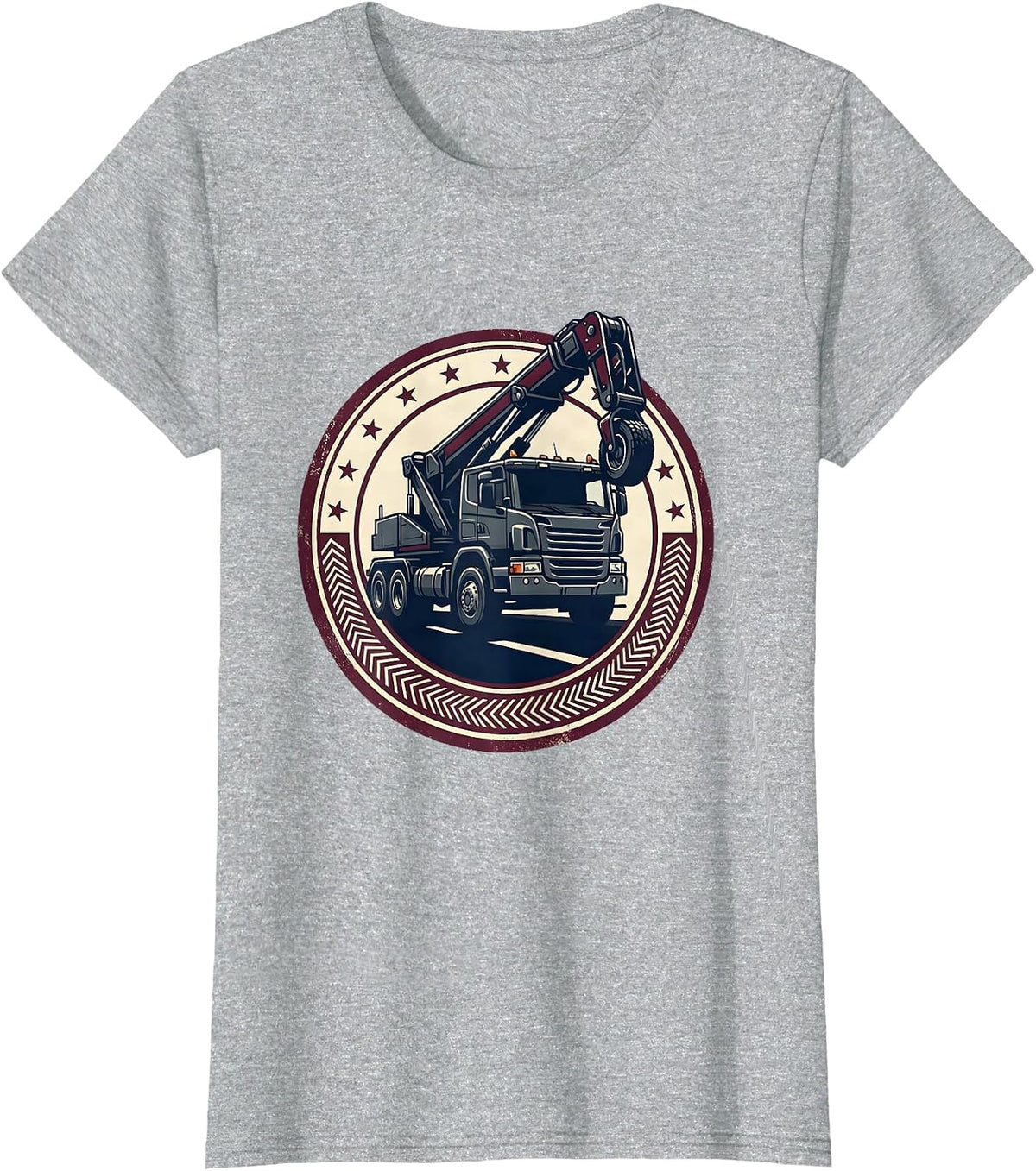 Women's Recovery Truck Emblem Patriotic Driver Occupation Pride T-Shirt - Heather Grey