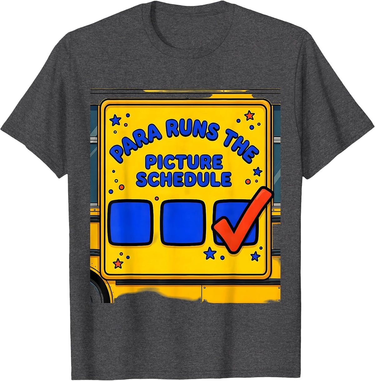 Men's PARA Runs The Picture Schedule Funny Paraprofessional T-Shirt - Dark Heather Grey