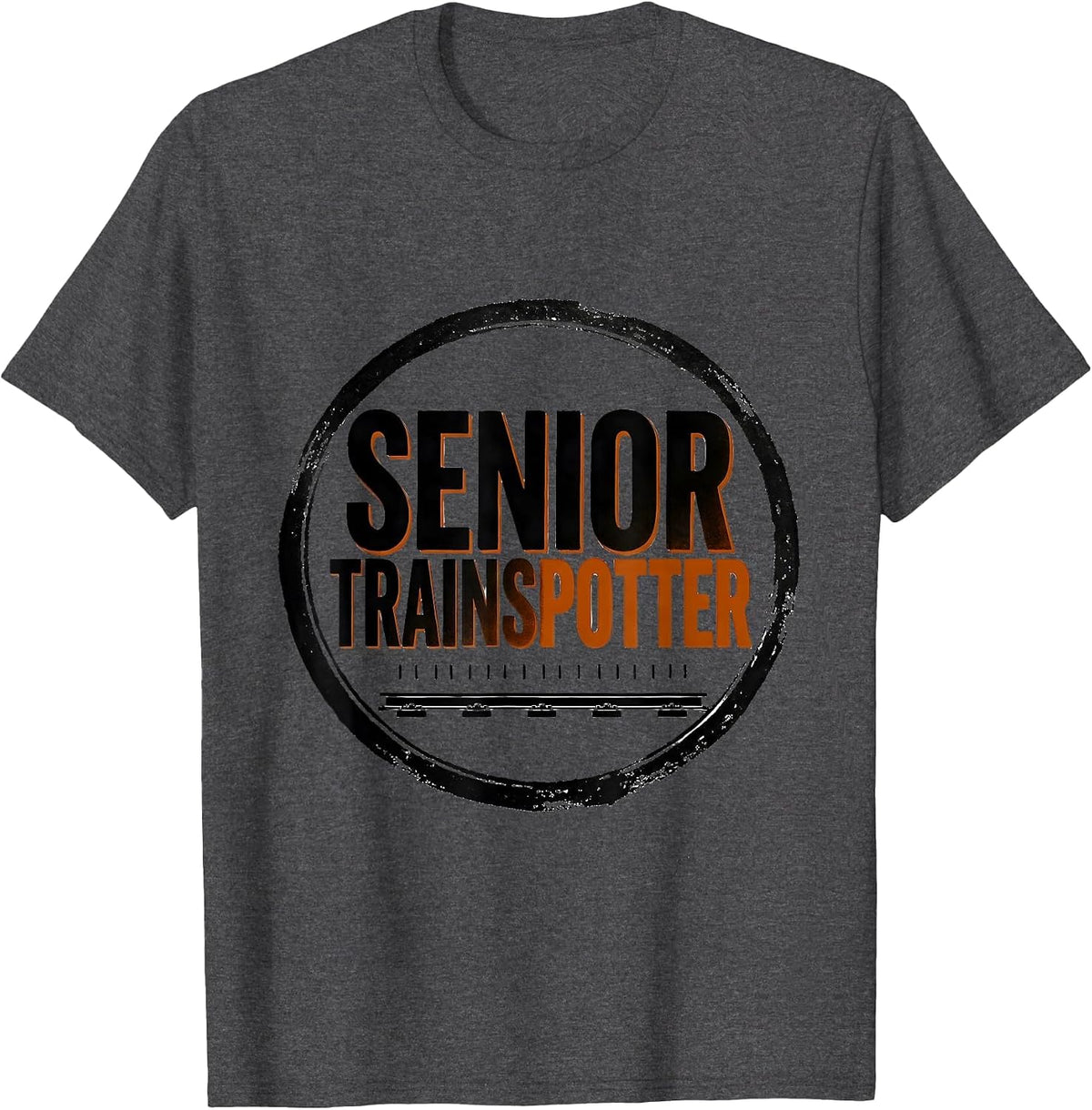 Senior Trainspotter Funny Train Enthusiast Gift For Train T-Shirt - Dark Heather Grey