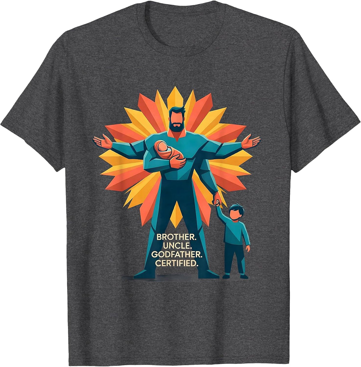 Men's Brother Uncle Godfather Certified Cool Uncle Family Pride T-Shirt - Dark Heather Grey