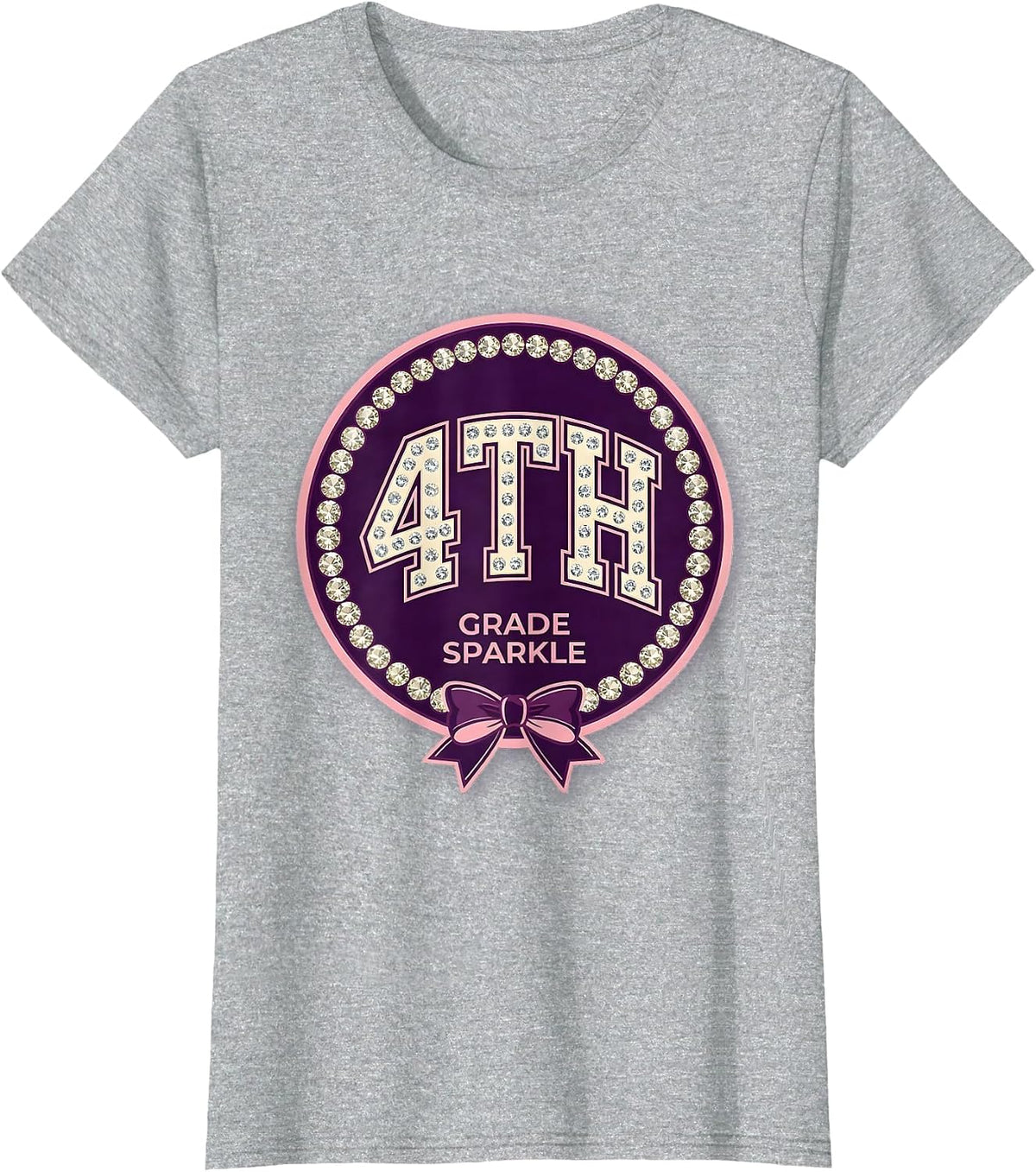 4th Grade Sparkle Sparkle Varsity Coquette Bow Back T-Shirt - Heather Grey