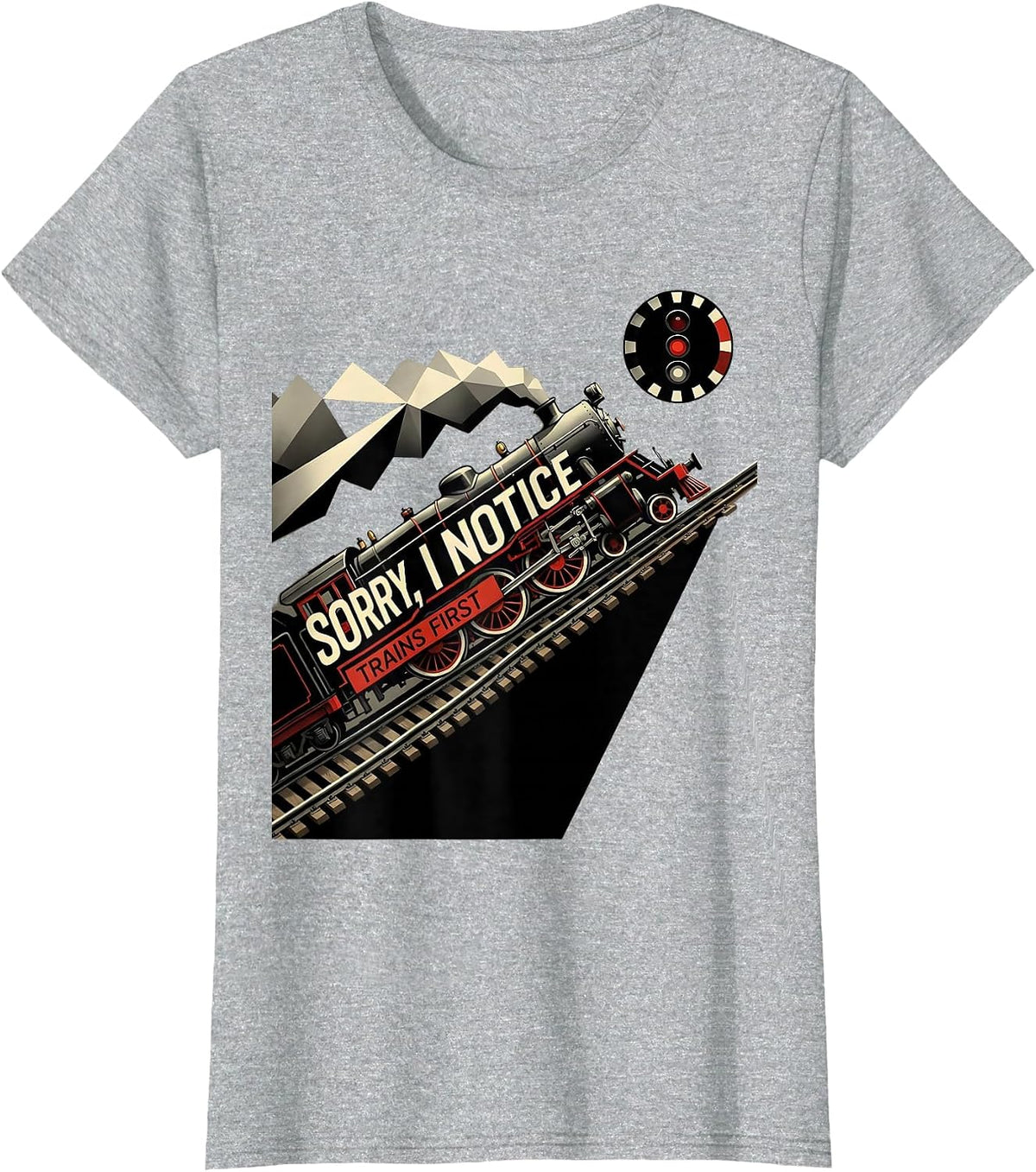 Sorry I Notice Trains First Funny Train Enthusiast Vintage T-Shirt - Heather Grey