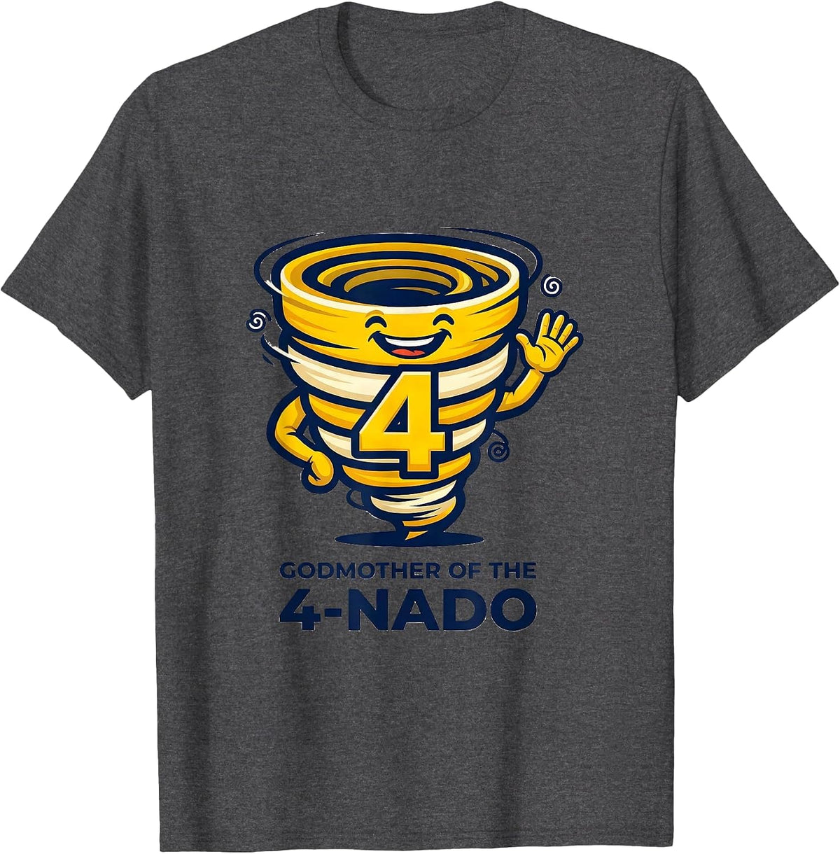 Men's Godmother of the 4-Nado Funny Tornado Toddler Birthday Party T-Shirt - Dark Heather Grey