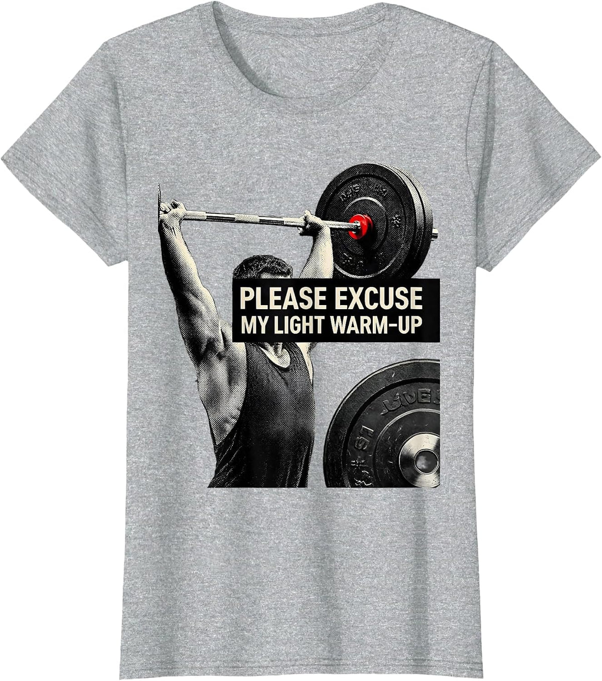 Please Excuse My Light Warm-Up Funny Gym Lifter Workout T-Shirt - Heather Grey