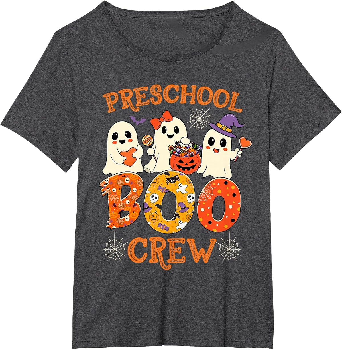 Preschool Boo Crew Funny Halloween Costume for Teacher Kids T-Shirt - Dark Heather Grey