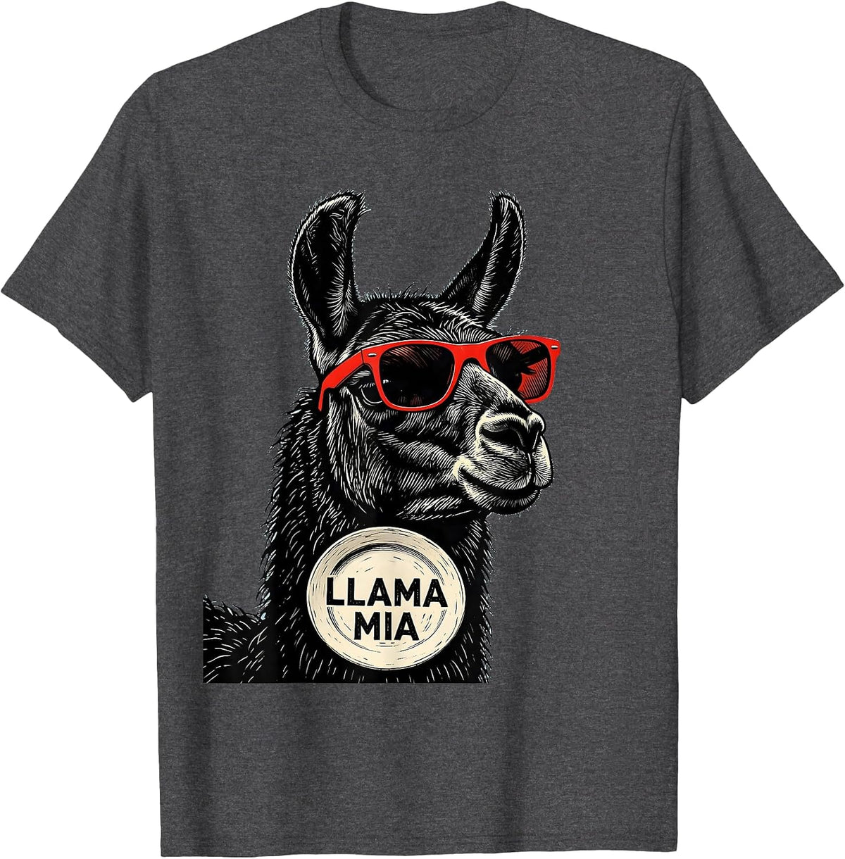 Llama Mia Funny Llama Sunglasses Animal Humor Gift T-Shirt - Dark Heather Grey