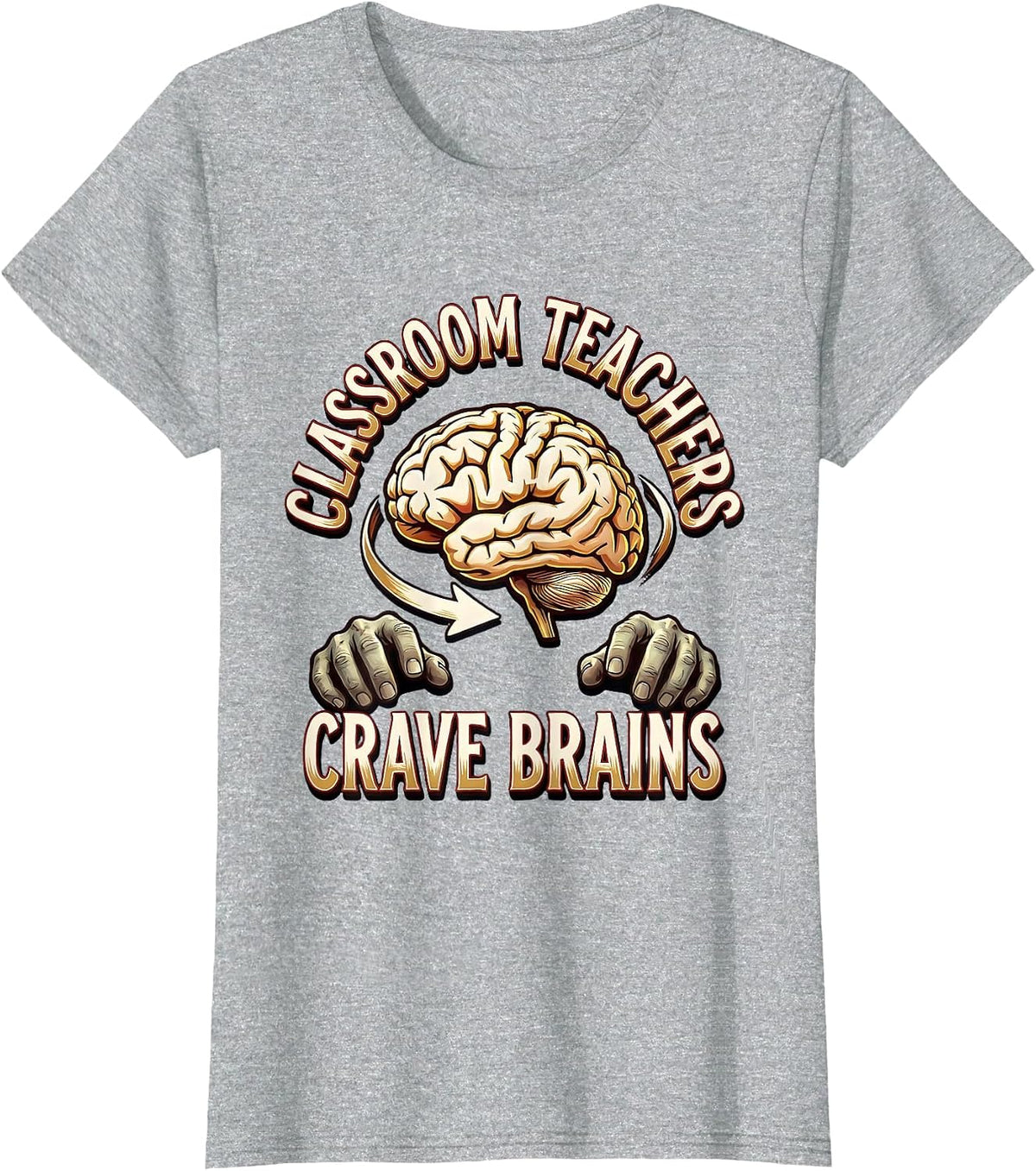 Women's Classroom Teachers Crave Brains Funny Zombie Halloween T-Shirt - Heather Grey