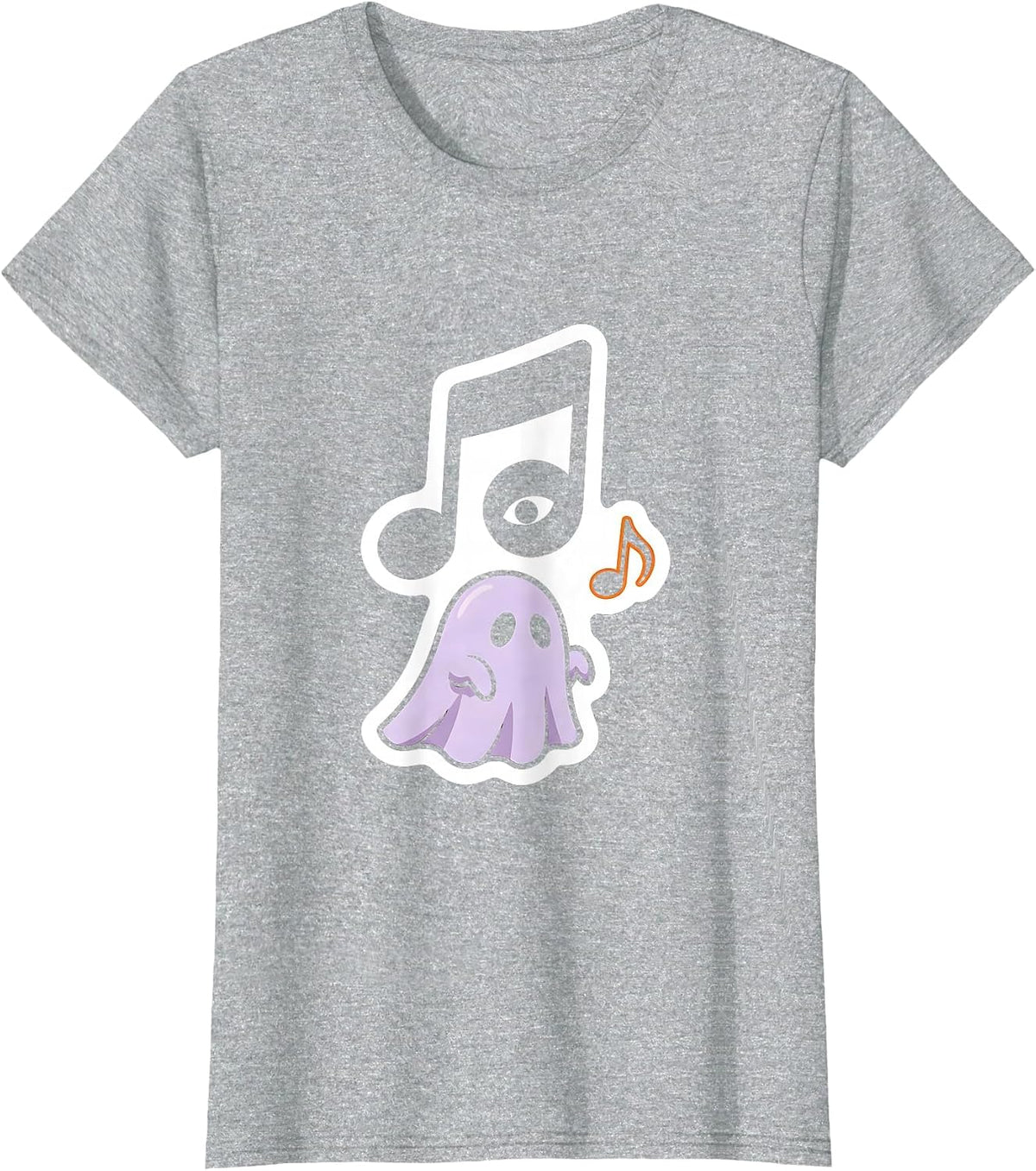 Sheet Ghost Fermata Musician Teacher Halloween Humor T-Shirt - Heather Grey