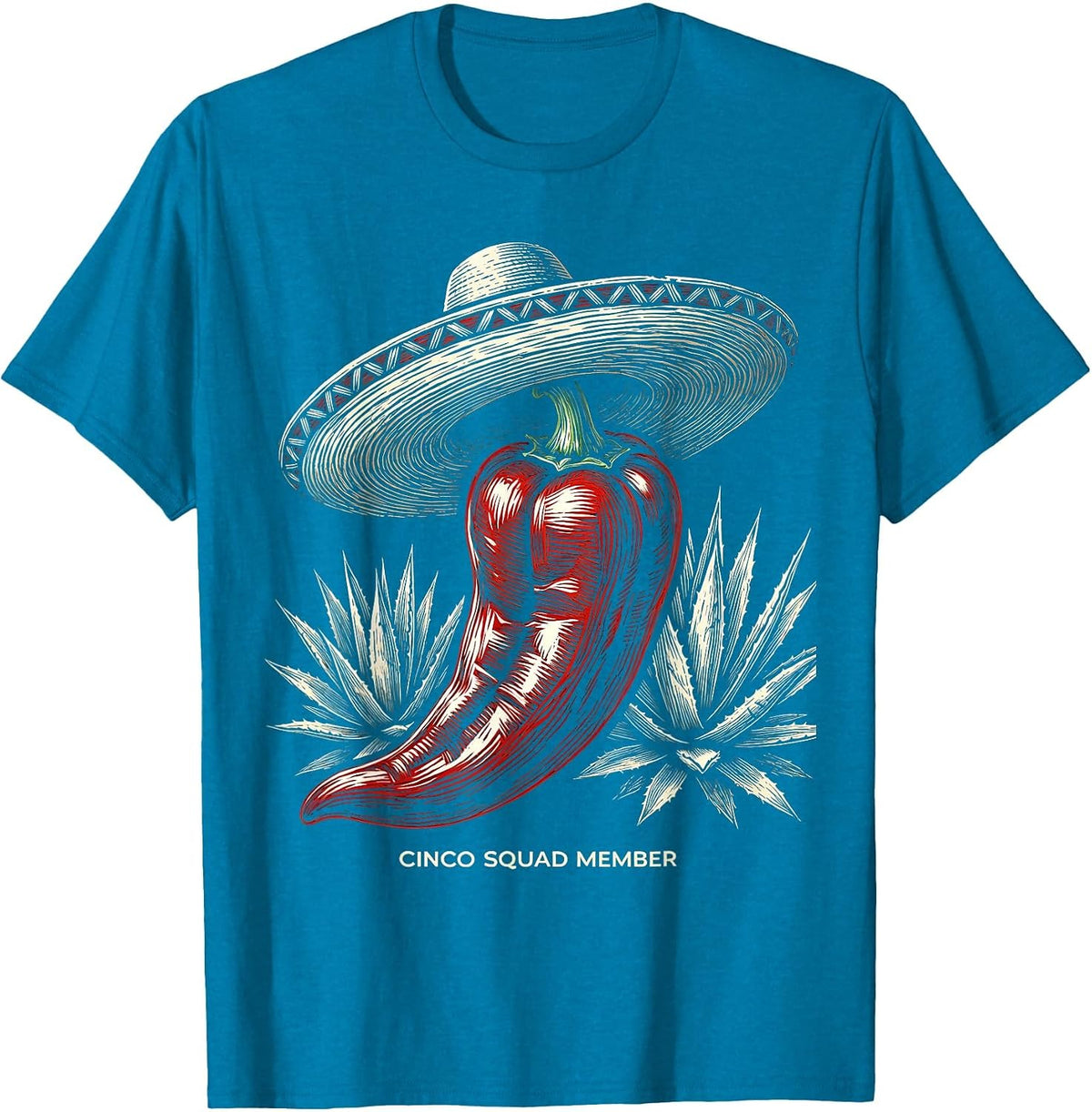 Cinco De Mayo Cinco Squad Member Design T-Shirt - Sapphire Blue