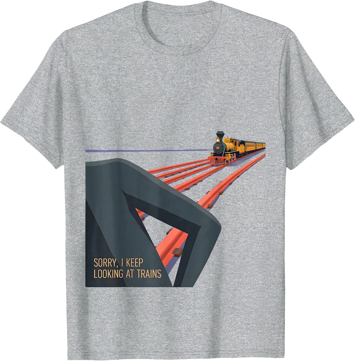 Men's Sorry, I Keep Looking At Trains Funny Train Enthusiast Model T-Shirt - Heather Grey