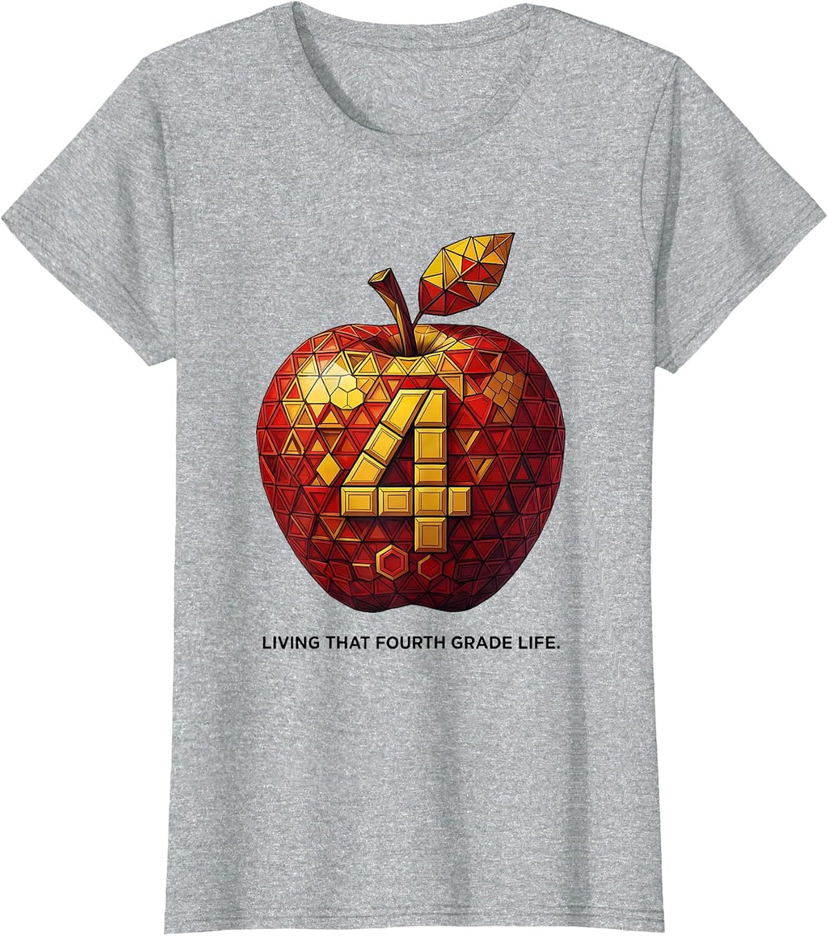 Women's Living That Fourth Grade Life Teacher Design T-Shirt - Heather Grey