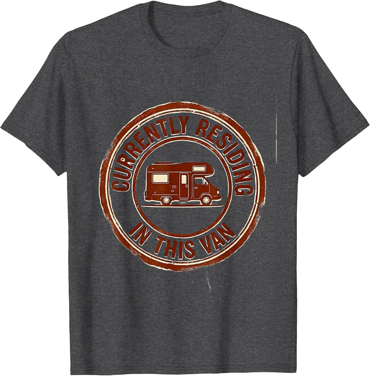 Currently Residing In This Van Retro Van Life Nomads Camper T-Shirt - Dark Heather Grey