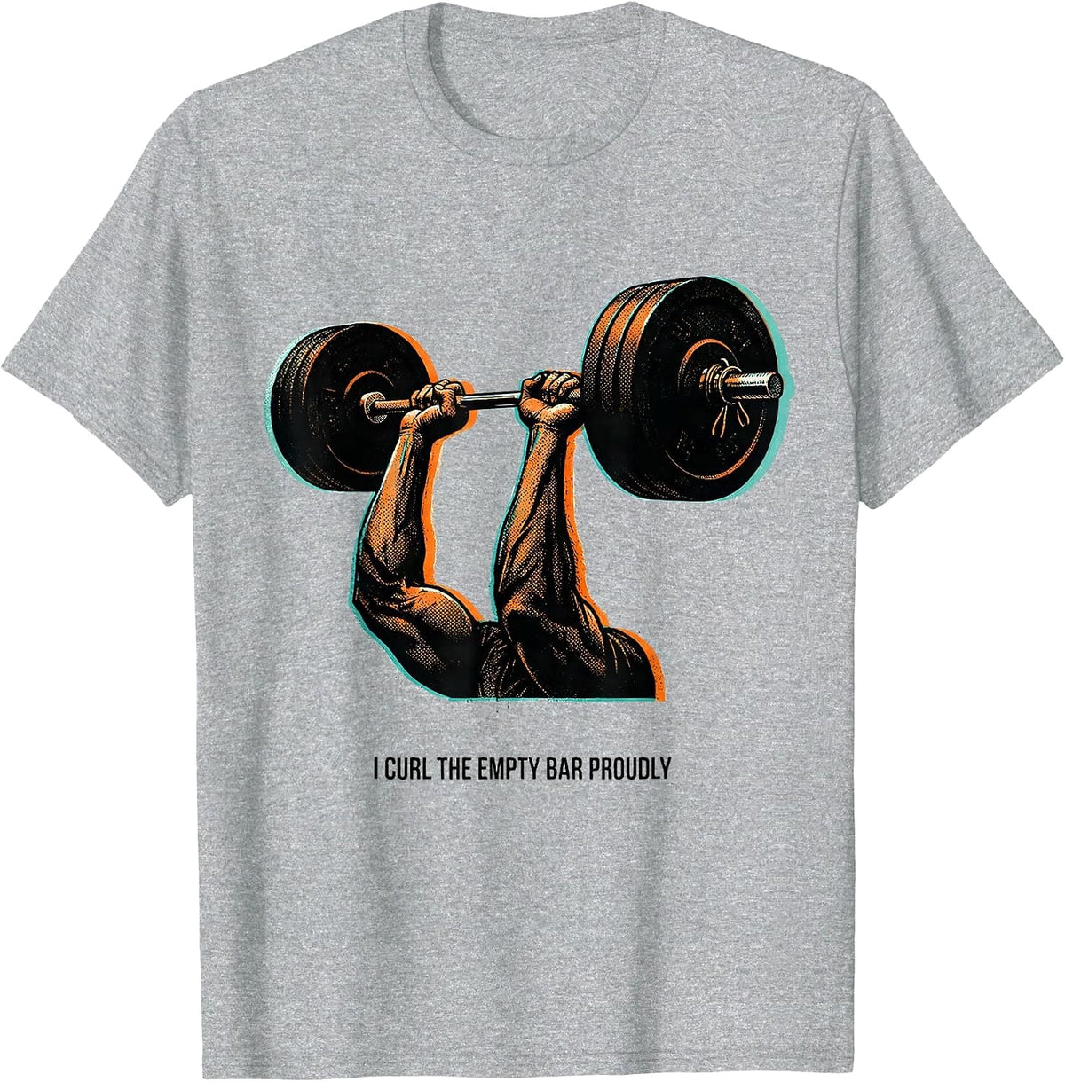 Men's I Curl The Empty Bar Proudly Funny Gym Weightlifting Workout T-Shirt - Heather Grey