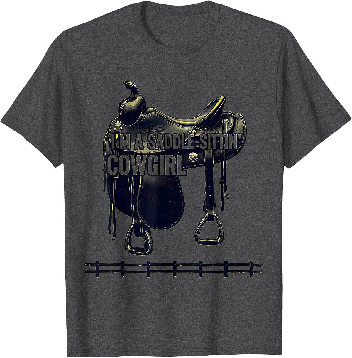 Men's I'm A Saddle-Sittin' Cowgirl Western Cowgirl Rodeo Pride T-Shirt - Dark Heather Grey