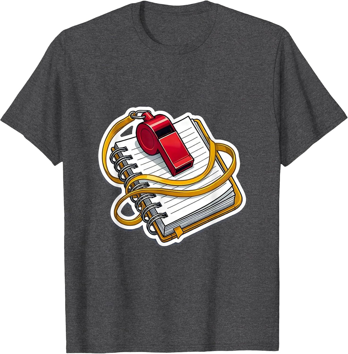 Paraprofessional Whistle Lanyard Notebook Graphic T-Shirt - Dark Heather Grey