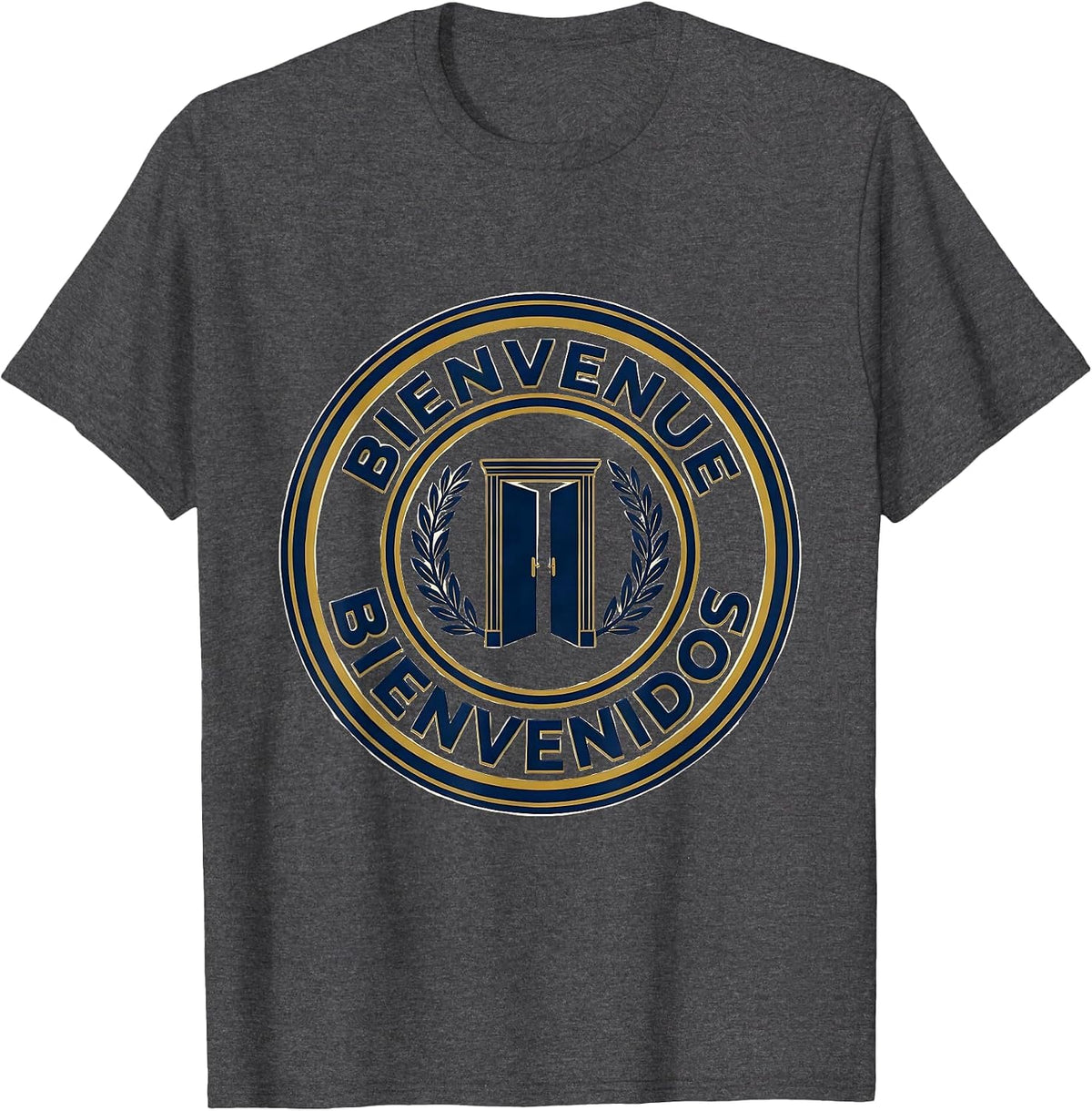 Bienvenue, Bienvenidos Bilingual Teacher Multilingual Pride T-Shirt - Dark Heather Grey