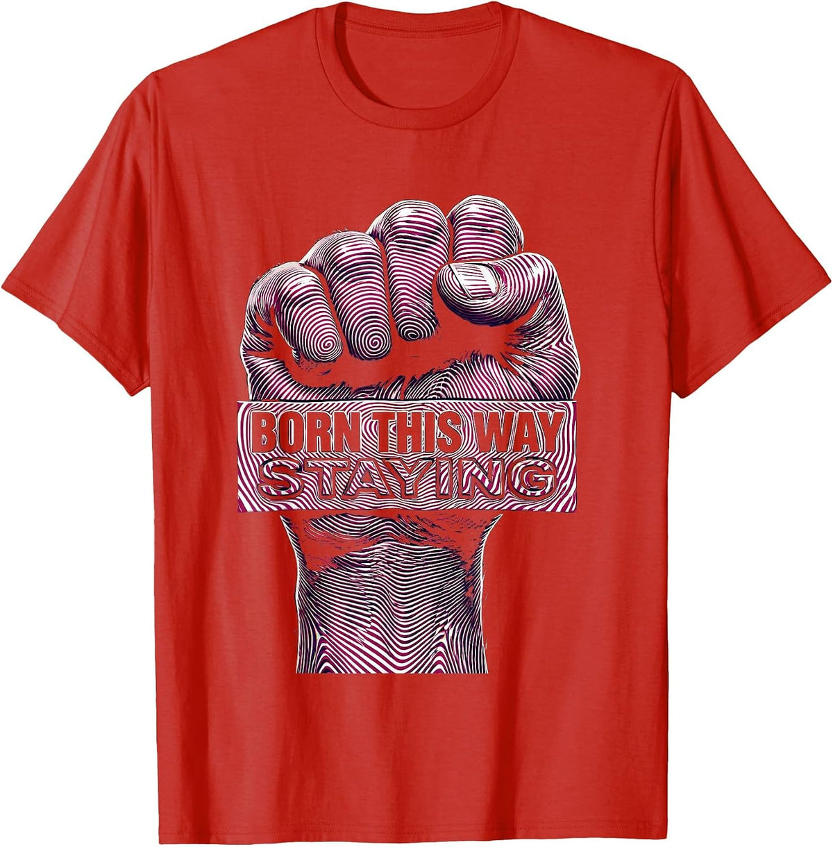 Men's Born This Way Staying Pride Flag Design T-Shirt - Red