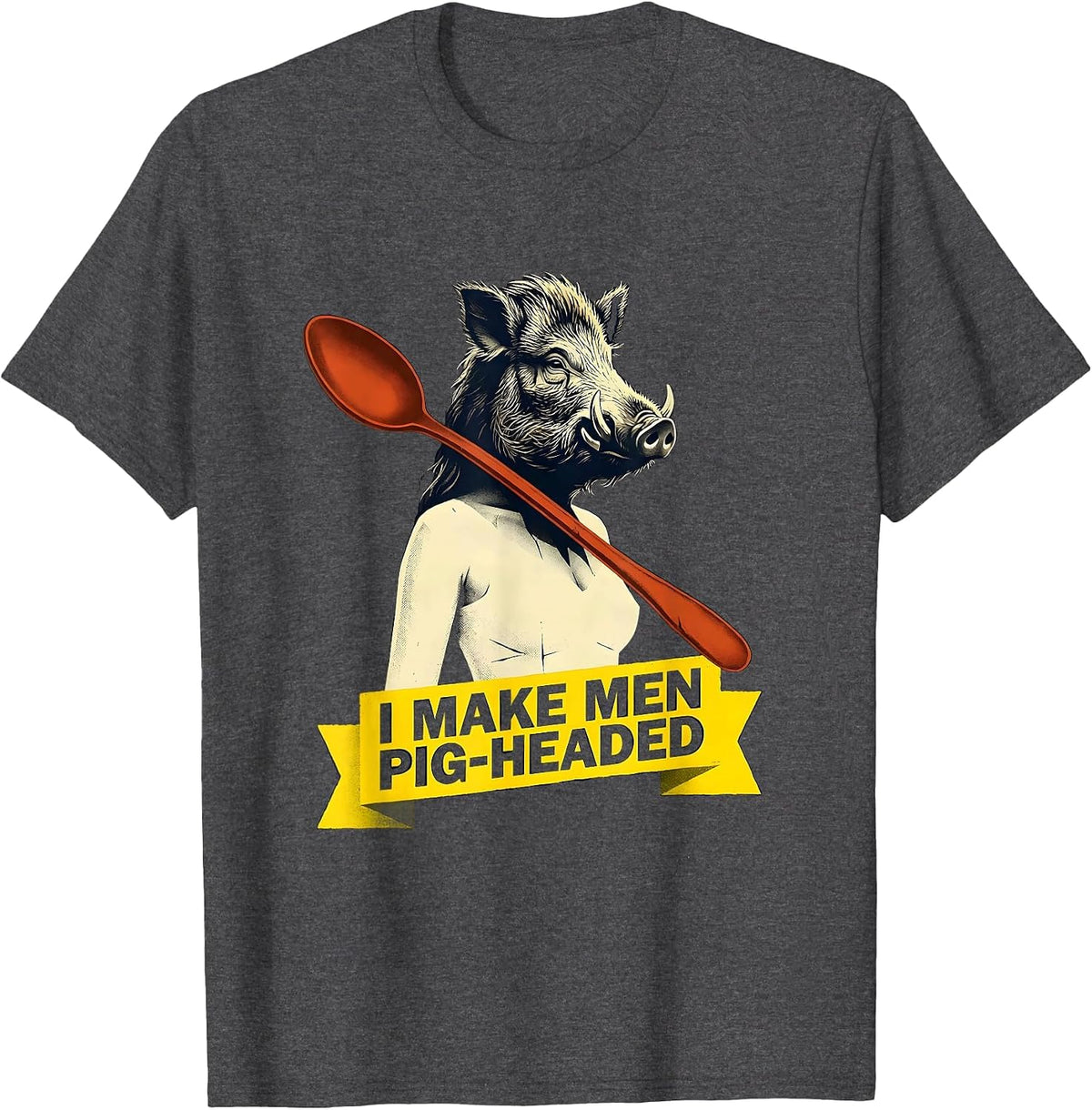 I Make Men Pig-Headed Funny Feminist Greek Mythology Witchy T-Shirt - Dark Heather Grey