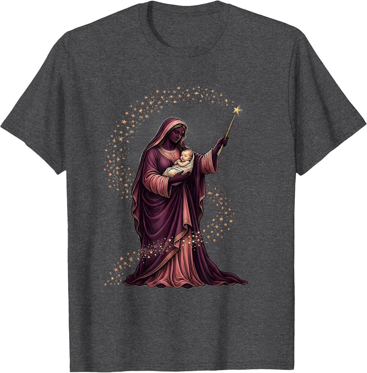 Men's Fairy Godmother Baby Blessing Wand Magic Gift T-Shirt - Dark Heather Grey