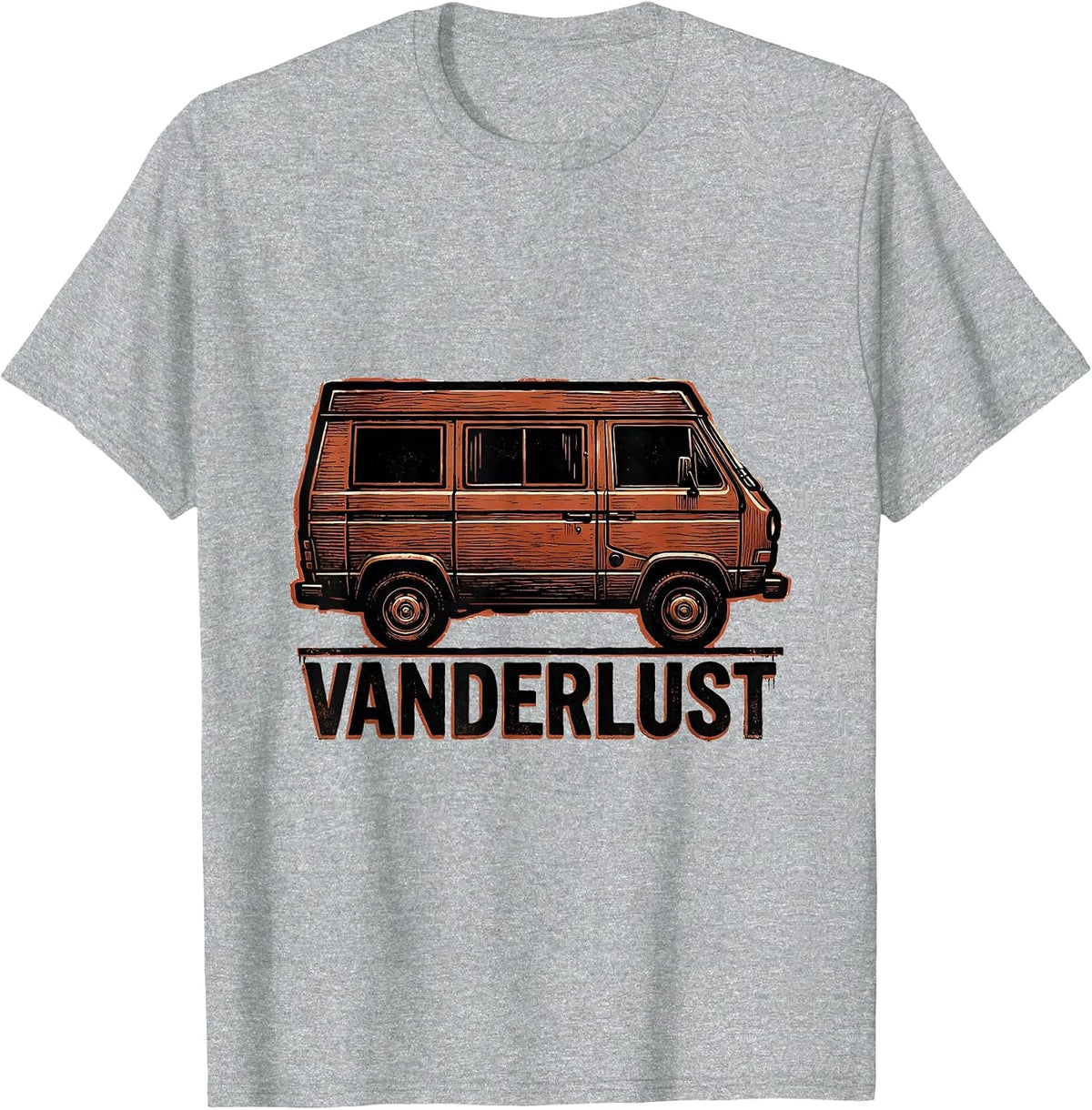 Men's Vanderlust Retro Van Life Nomads Camper Van Dwellers Road T-Shirt - Heather Grey