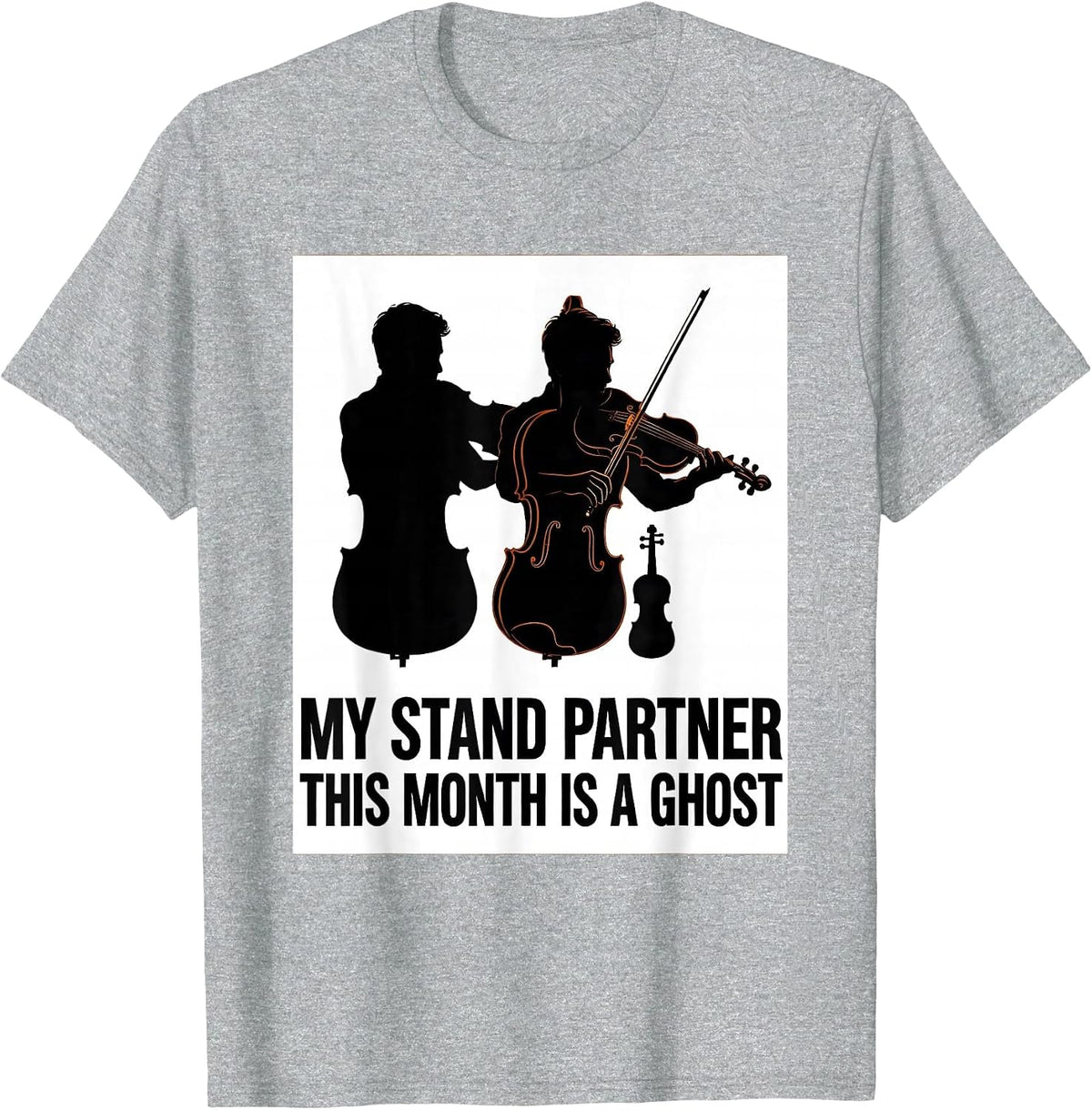 Men's My Stand Partner This Month Is A Ghost Funny Music Teacher T-Shirt - Heather Grey