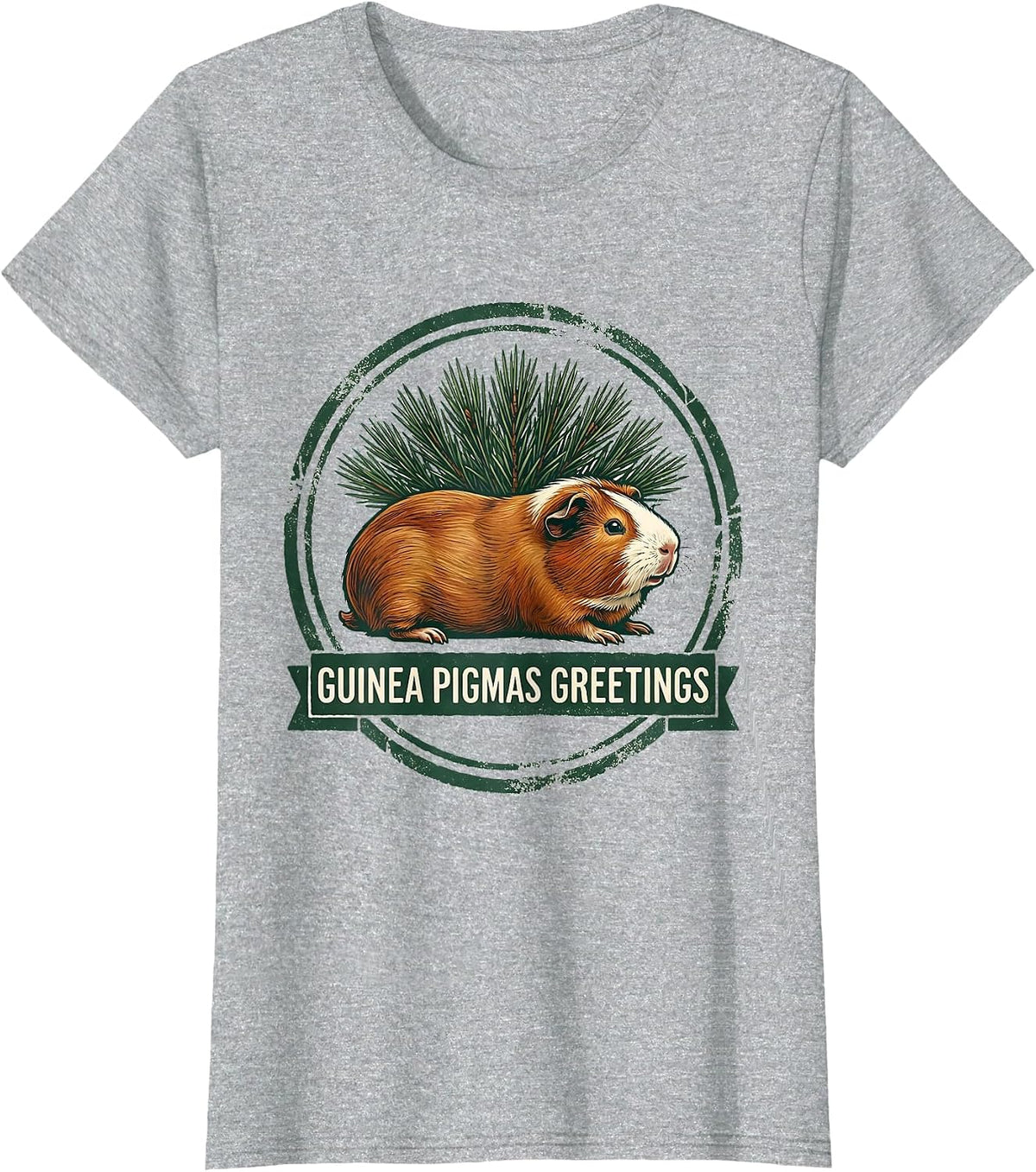 Women's Guinea Pigmas Greetings Rubber Stamp Funny Guinea Pig T-Shirt - Heather Grey